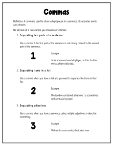 Comma Usage Rules Worksheet