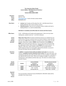 UWF CHM 2045 General Chemistry I Syllabus Fall 2025