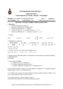 Exerc&iacute;cios de An&aacute;lise Combinat&oacute;ria - Revis&atilde;o
