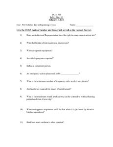 ECIV 311 Safety Quiz #1 OSHA Questions