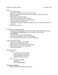 BUS221 Lecture 2 Notes: Memo Writing Guide