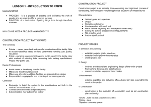 Introduction to Construction Project Management Lesson 1