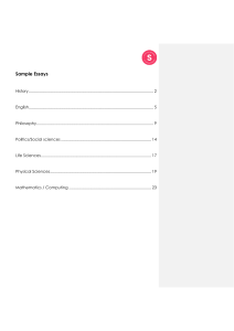 Sample Essays: History, English, Philosophy & Sciences