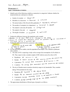 STAT 3000/8005 Worksheet 1: Intro to Statistics