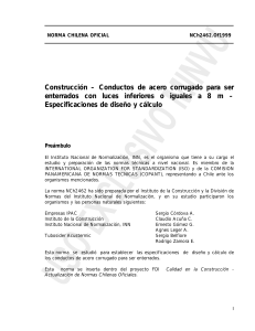 Norma Chilena NCh2462: Dise&ntilde;o de conductos de acero corrugado