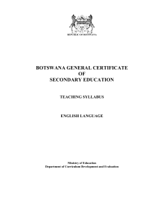 Botswana English Language Syllabus for Secondary Education