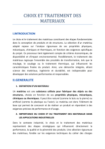 Choix et Traitement des Mat&eacute;riaux