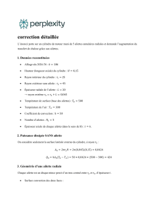 Correction d&eacute;taill&eacute;e : Transfert de chaleur avec ailettes radiales