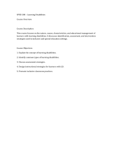 SPED 208 Learning Disabilities Course Overview