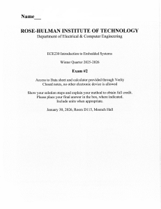 ECE230 Exam #2: Embedded Systems Winter 2025-2026