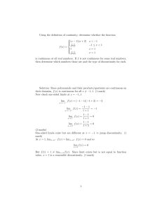 Continuity of Piecewise Functions: Discontinuity Types