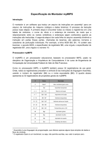 Especifica&ccedil;&atilde;o do Montador myMIPS: Guia de Processador e Assembly