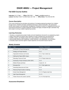 ENGR 4860U Project Management Course Outline Fall 2025