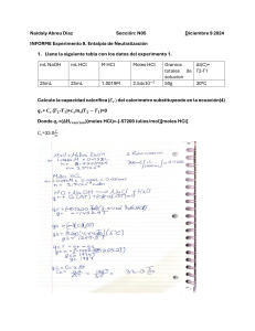 Informe de Laboratorio: Entalp&iacute;a de Neutralizaci&oacute;n