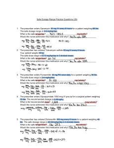 Safe Dosage Range Practice Questions (20)