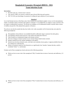 Bangladesh Economics Olympiad 2024 Team Selection Exam