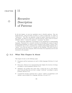 Chapter 11: Recursive Description of Patterns - Context-Free Grammars