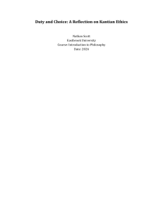 Duty and Choice: A Reflection on Kantian Ethics