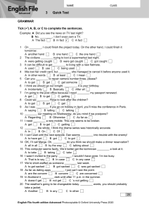 English File Advanced Quick Test: Grammar, Vocabulary, Pronunciation