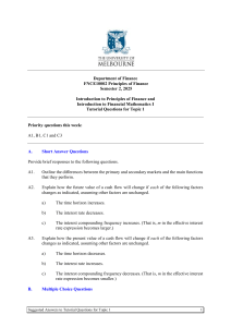 FNCE10002 Topic 1 Tutorial: Principles of Finance