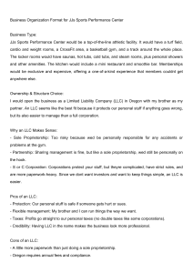 Business Organization Format for JJs Sports Performance Center