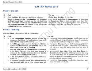 Microsoft Word 2016 Exercises: Column & Table Tasks