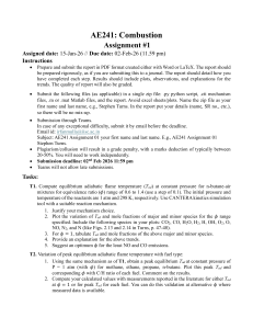 AE241 Combustion Assignment 1: Adiabatic Flame Temperature Calculations