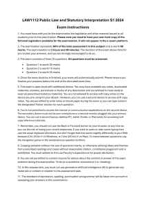 LAW1112 Public Law Exam Instructions 2024