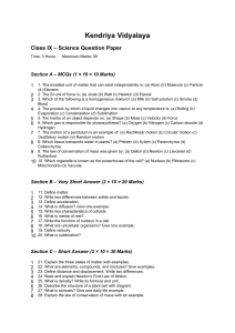 Class 9 Science Question Paper Kendriya Vidyalaya