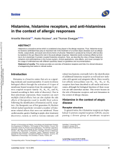 Histamine Receptors and Antihistamines in Allergic Responses