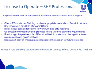 Unilever SHE Permit to Work Training