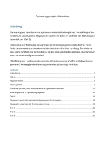 Optimeringsprojekt &ndash; Beholdere: Matematisk Optimering af Beholdere
