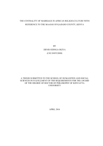Centrality of Marriage in African Religio-Culture: Maasai Case Study