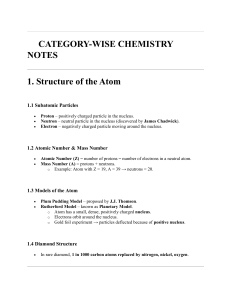 Category-Wise Chemistry Notes: Atomic Structure, Solutions, Reactions
