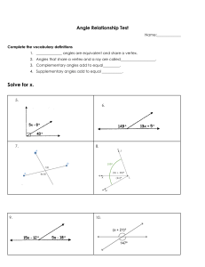 Angle Relationship Test Worksheet