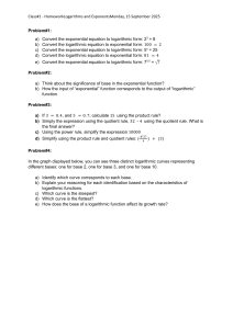 Logarithms and Exponents Homework Assignment