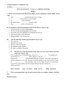 5th Grade English Intensive Profile Test Model