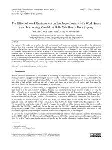 Work Environment & Employee Loyalty: A Hotel Study