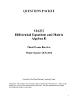 MA222 Final Exam Review: Differential Equations & Matrix Algebra II