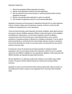 Separation Processes Assignment: Definition and Examples