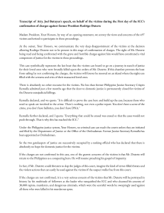 ICC Duterte Charges: Victim Advocate Speech Transcript