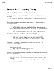 Rotter's Social Learning Theory Overview