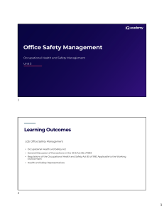 Office Safety Management: OHS Act 85 of 1993