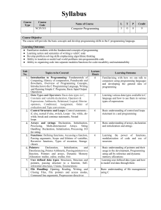 Computer Programming Syllabus NCSV101