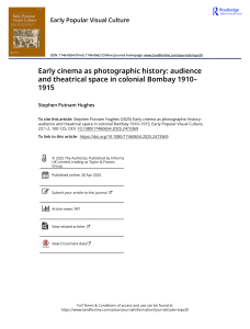Early Cinema in Colonial Bombay: Audience and Theatrical Space 1910-1915