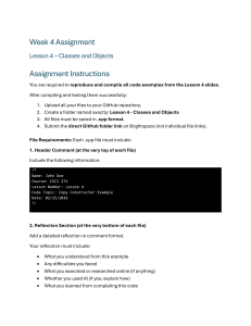 C++ Classes and Objects Assignment