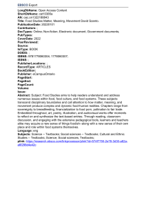 Food Studies: Matter, Meaning, Movement Textbook