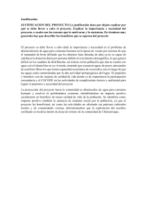 Justificaci&oacute;n Proyecto Abastecimiento Agua