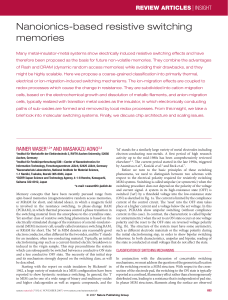 Nanoionics-Based Resistive Switching Memories Review