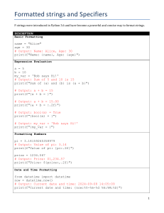HD - F-strings and Specifiers